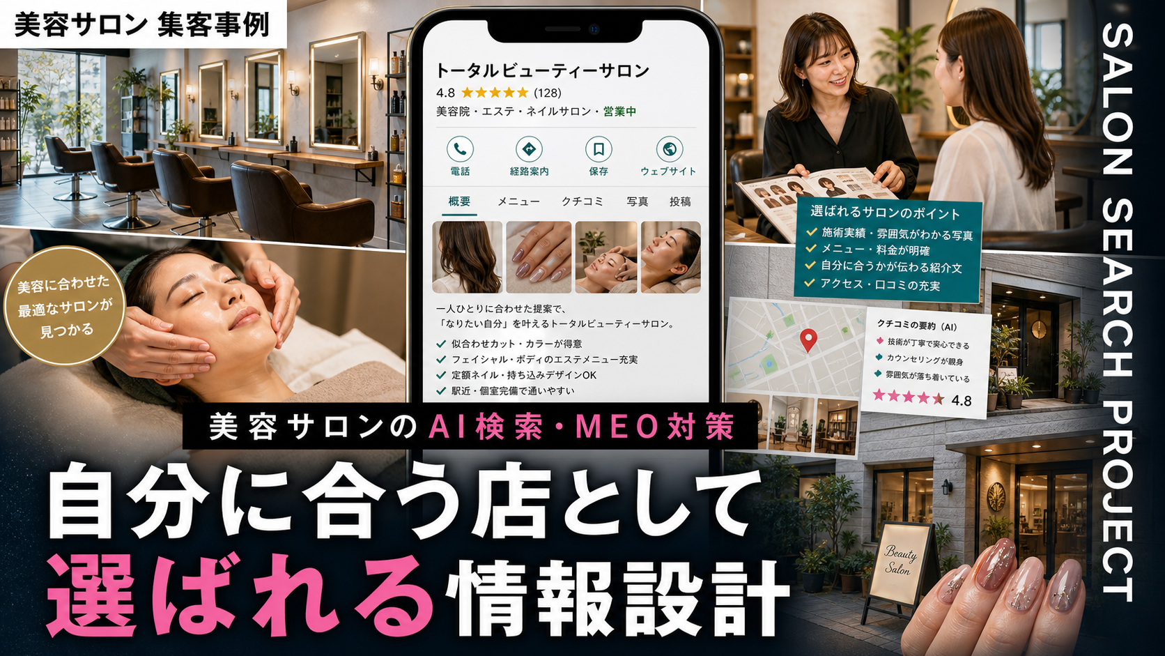 美容サロンのAI検索・MEO対策｜美容室・エステ・ネイルサロンが「自分に合う店」として選ばれる情報設計