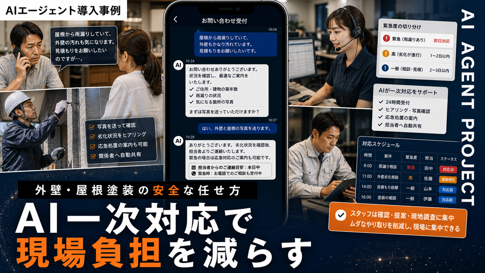 外壁・屋根塗装のAI一次対応はどこまで任せるべきか：現場負担を減らす導入設計