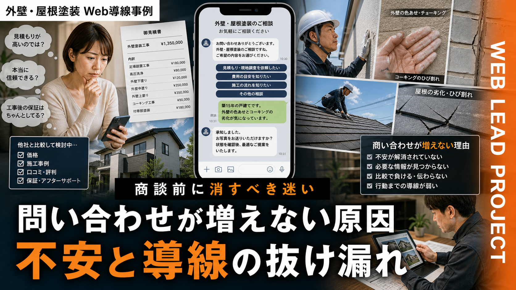 外壁・屋根塗装の問い合わせが増えない原因：商談前に消すべき不安と導線の抜け漏れ